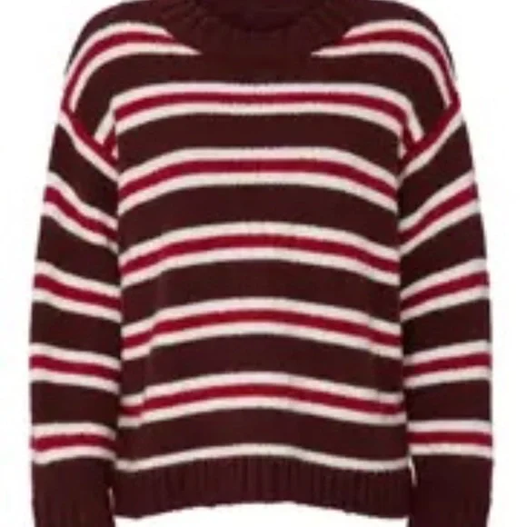 The Great Rent the Runway Striped Cozy Sweater Brown/red L/S Sz L $325 - Picture 5 of 5